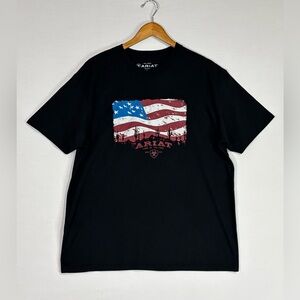 Ariat Black American Flag Graphic T Shirt XL Western Rodeo USA Patriotic Tee